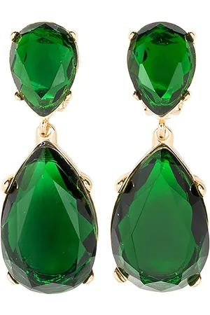 Kenneth Jay Lane Emerald-embellished earrings