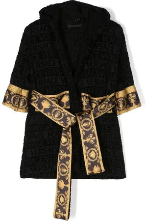 VERSACE Logo-print belted robe