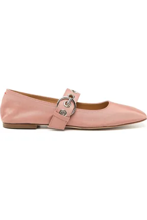 Aeyde Uma Eyelet Grosgrain Coral ballet flats
