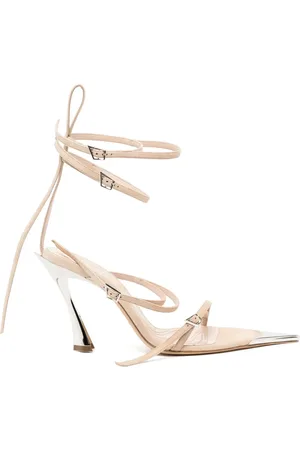 MUGLER 95mm leather strappy fang sandals