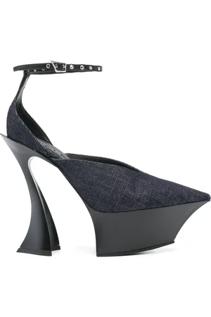 MUGLER 140mm denim strappy pumps
