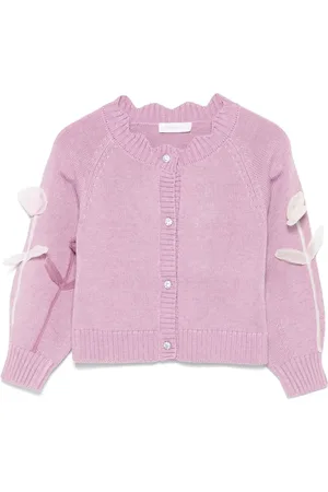 MONNALISA Floral-appliqué cardigan