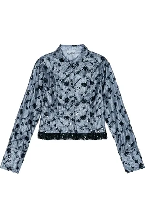 Ganni Sequin-embellished cropped shirt