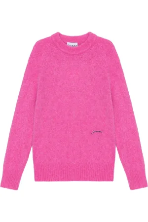 Ganni Logo-embroidered wool-blend jumper