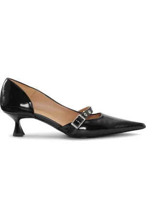 Ganni Eyelet-detail kitten-heel pumps