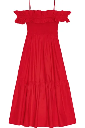 Ganni Ruffled poplin midi dress