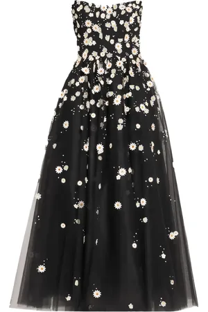 MONIQUE LHUILLIER Floral-embroidered tulle dress