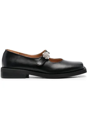 Ganni Crystal-embellished square toe loafers