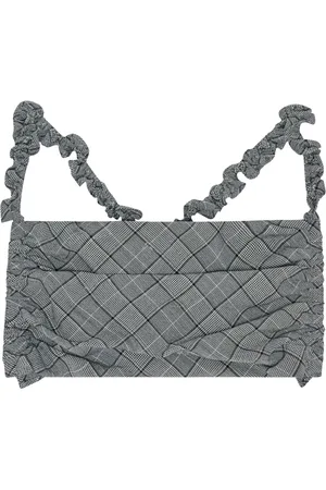 Ganni Check-pattern ruched bralette