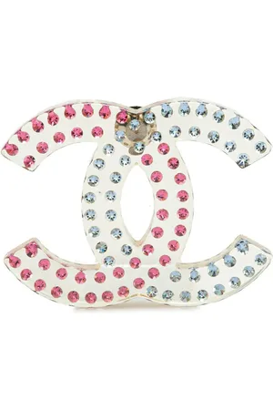 CHANEL 2018 Large Resin CC Crystal Transparent Brooch costume brooch