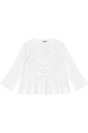 Ganni Tie-fastened organic-cotton blouse