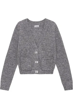 Ganni Mélange-effect wool blend cardigan