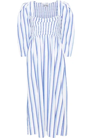 Ganni Striped poplin midi dress