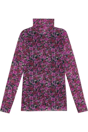 Ganni Floral-print mesh top