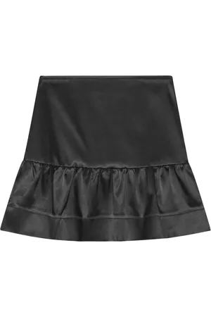 Ganni Satin-finish ruffled miniskirt