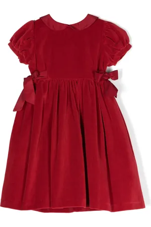 SIOLA Bow-detail velvet dress