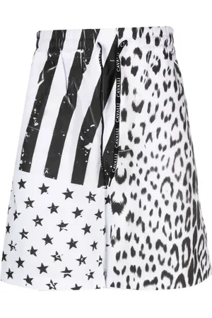 Roberto Cavalli Mixed-print drawstring-waist shorts