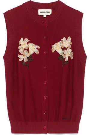 Shushu/Tong Floral-appliqué vest