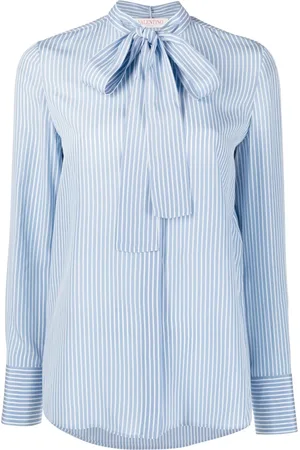 VALENTINO GARAVANI Striped pussy-bow silk shirt