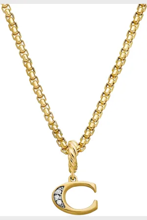 David Yurman 18kt yellow Pavé Initial diamond pendant