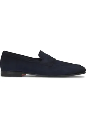santoni Apron-toe suede penny loafers