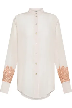 FORTE FORTE Embroidered-sleeve button-up shirt
