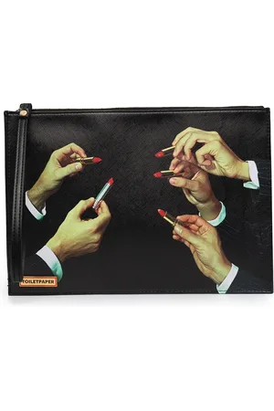 SELETTI Lipstick graphic clutch bag