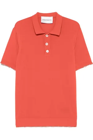 AMARANTO Fine-knit polo shirt