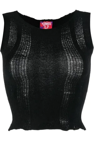 Vitelli Semi-sheer knit cropped top