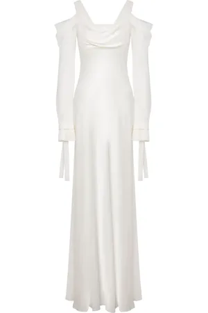 Alberta Ferretti Draped cold-shoulder gown