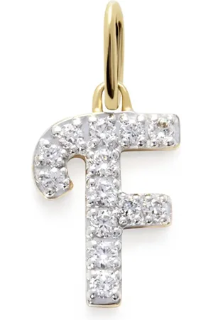 Monica Vinader 14kt yellow F charm diamond necklace