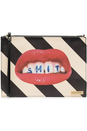 SELETTI Graphic-print striped clutch-bag