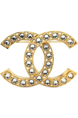 CHANEL 2022 Plated CC Rhinestone Brooch costume brooch