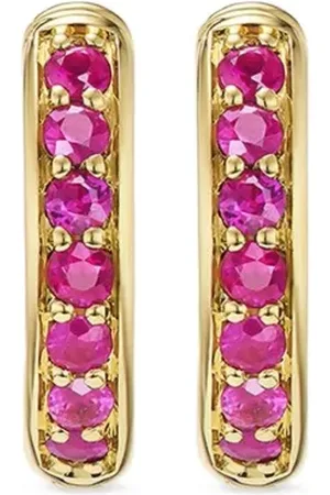 David Yurman 18kt yellow Petite Pavé ruby huggie earrings