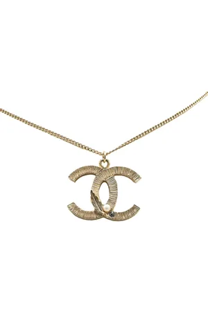 CHANEL 2013 Plated CC Crystal Leaf Pendant Necklace costume necklace