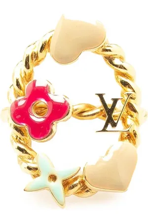 LOUIS VUITTON 2001-2024 Plated and Enamel Berg Sweet Monogram Ring costume ring