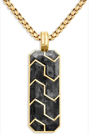 David Yurman 18kt yellow Forged Carbon Ingot tag (47mm)