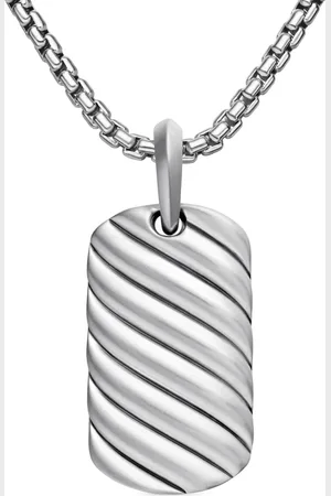 David Yurman Sterling Sculpted Cable tag (27mm)