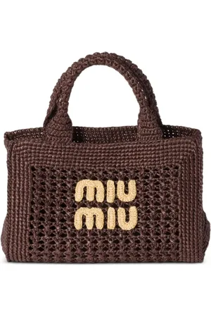 Miu Miu Raffia-effect woven handbag