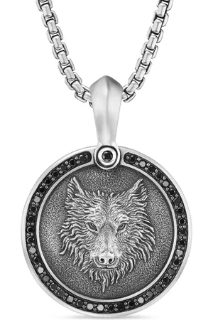 David Yurman Sterling Petrvs Wolf diamond amulet (30.3mm)