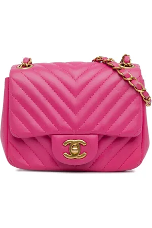 CHANEL 2015-2016 Mini Square Classic Lambskin Chevron Flap crossbody bag