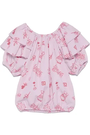 Le pandorine Summer-print ruffled blouse