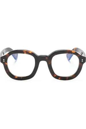 LESCA Tortoiseshell-effect round-frame glasses