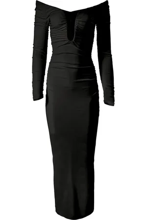 Carolina Herrera Ruched U-neck midi dress