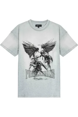 Purple Brand Fight-print cotton T-shirt