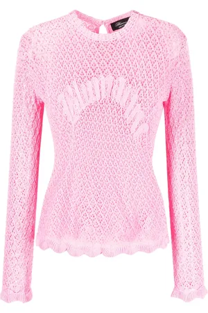 BLUMARINE Logo-detail open-knit top