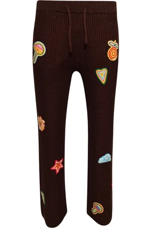 Casablanca Patch-detailed crochet trousers