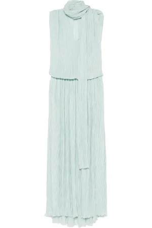 BLUMARINE Pleated asymmetric midi dress