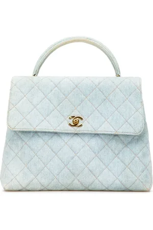 CHANEL 1996-1997 Denim Kelly Top Handle Bag handbag