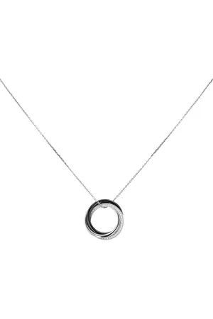 Cartier Pre-owned 18kt white gold Trinity ceramic and diamond pendant necklace